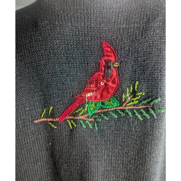 VTG Bobbie Brooks Winter Theme Sweater Vest Cardinals Embroidery & Beaded SZ XL - Picture 7 of 12